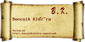 Bencsik Klára névjegykártya